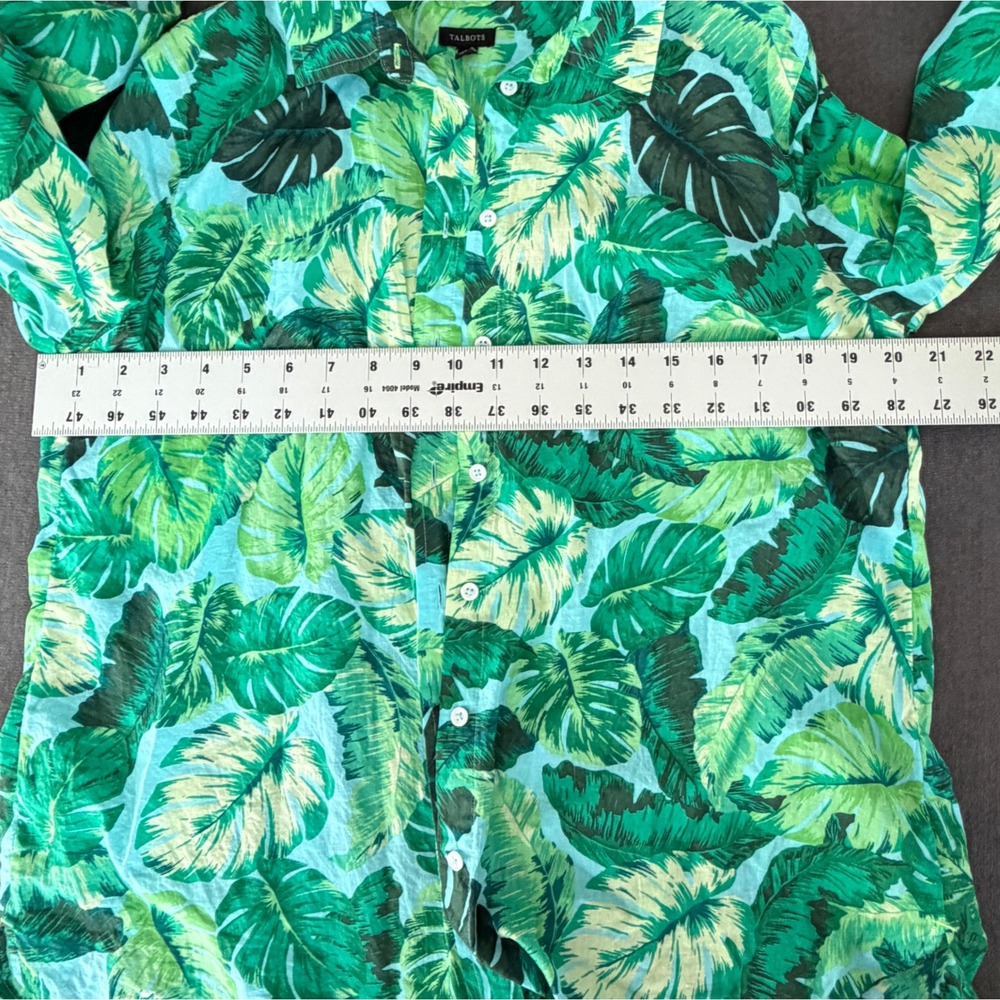 Talbots Tropical Leaf Print Button Down Shirt Wom… - image 7
